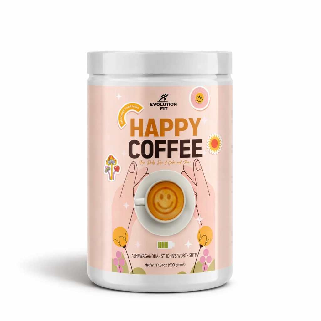 Evolution Fit Happy Coffee package, shown only as product category evidence.